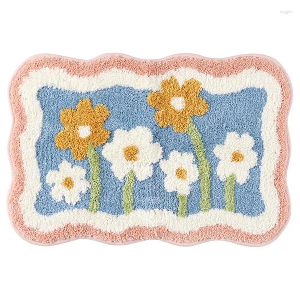 Carpets Einzigartige Schnäppchen-Badezimmerteppiche, weicher Plüsch, flauschig, rutschfest, bedruckt, schnell trocknend, Badeblume, 2, 50,8 x 81,3 cm