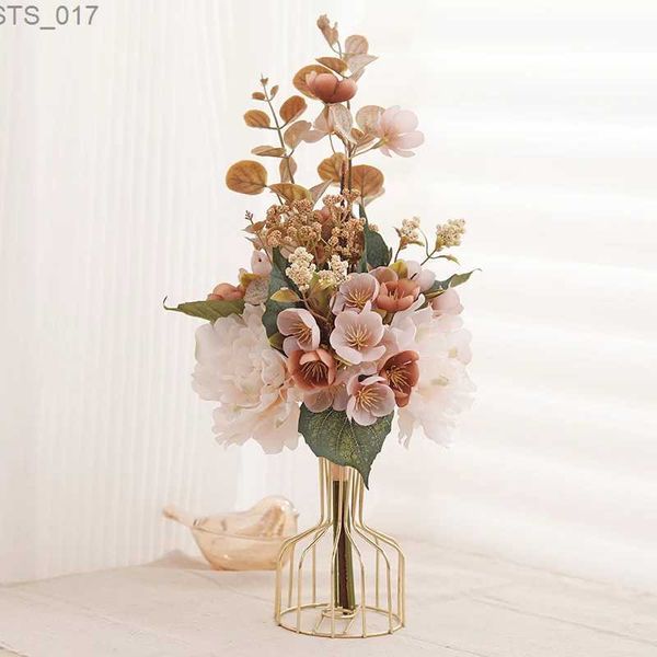 Ghirlande di fiori decorativi Fiori artificiali di seta Grande peonia bianca Bouquet autunnale per la decorazione di centrotavola per la casa di nozze Champagne grande floreale falsoL2403