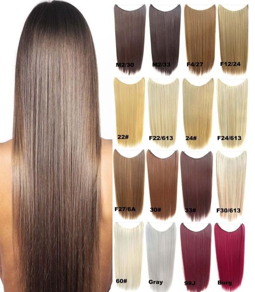 Todo Paidian Fino 22 polegada Linha de Peixe Reta Extensões de Cabelo Sintético halo Cabelo Hairpieces One Piece Fibra de Resistência Ao Calor 19853354