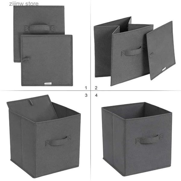 Outra organização de armazenamento doméstico Caixa de armazenamento de tecido dobrável Caixas de cubo Organizador de tecido Cesta de armazenamento dobrável Função de gaveta de berçário alça dupla Y240329