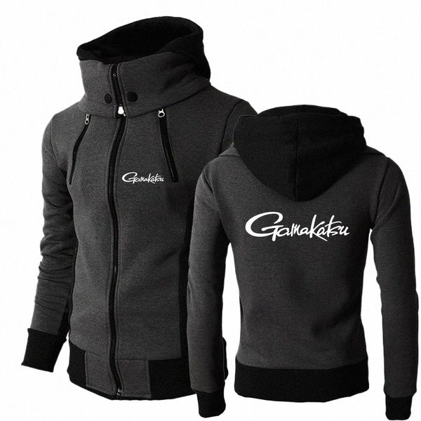 2023 Мужская новая куртка с капюшоном Gamakatsu для рыбалки и принтом логотипа, повседневная куртка с рукавами Lg, Wr, с двойной молнией, дизайн, водолазка, пальто, топы B3dO #