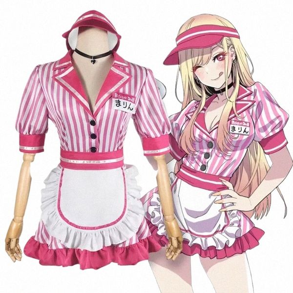 My Dr Up Darling Cute Coffee Waiter Maid Dr Marin Kitagawa Cosplay Costumes Sweet Girl Uniform Halen Party Outfits s7ID #