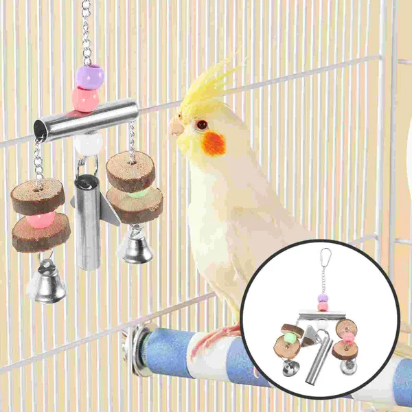 Diğer kuş malzemeleri papağan oyuncak çan çiğneme sincap parçalanma oyuncakları koktitiel ahşap papaz asılı kafes