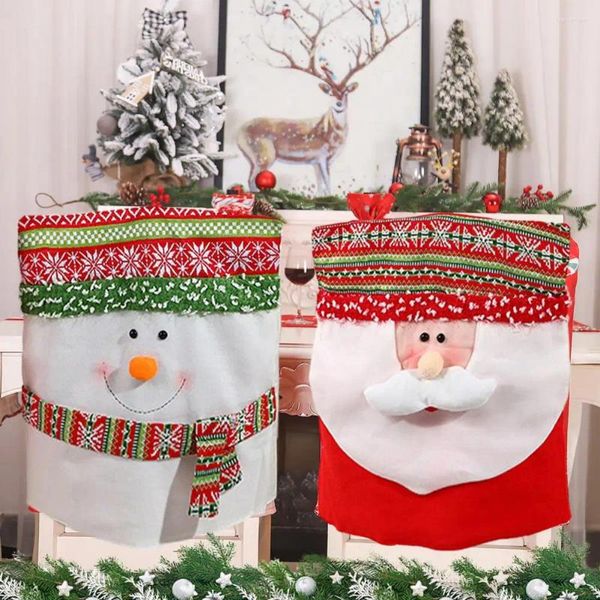 Capas de cadeira Decoração de Natal clássica Boneco de neve festivo Papai Noel para sala de jantar Cadeiras alegres