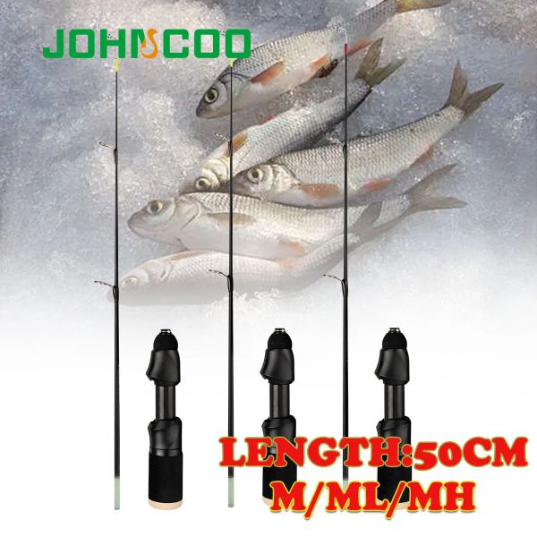 Canne JOHNCOO Canna da pesca sul ghiaccio da 50 cm M/ML/MH Power Mini canna telescopica portatile per la pesca sul ghiaccio, attrezzatura da pesca