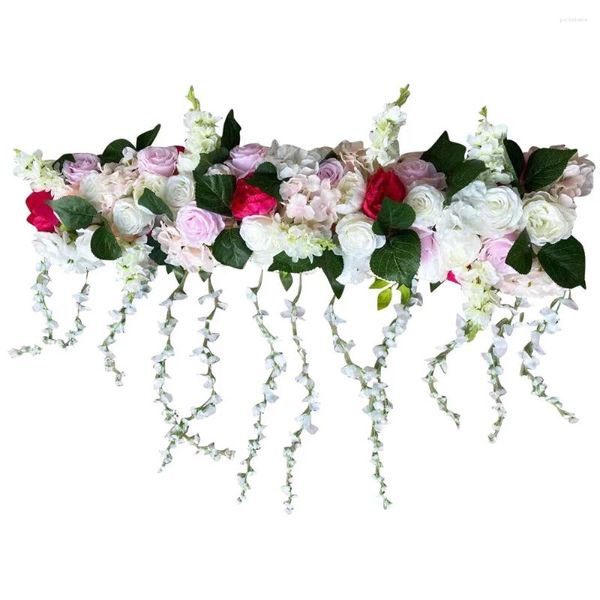 Dekorative Blumen künstliche Seiden Rosenblume Kulisse Hochzeitsreihe Dekor Blumenwand Arrangements 100 cm