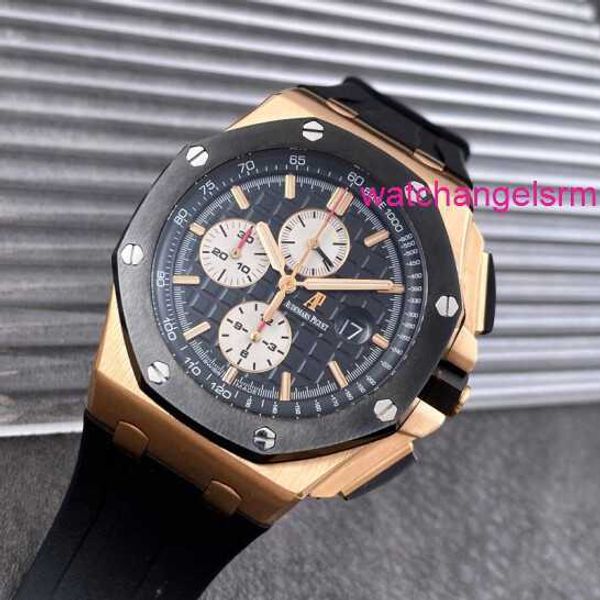 Швейцарские наручные часы AP Epic Royal Oak Offshore Series 26401RO Розовое золото Черный циферблат Хронограф с тремя глазами Мужская мода Досуг Бизнес Спортивная техника Часы