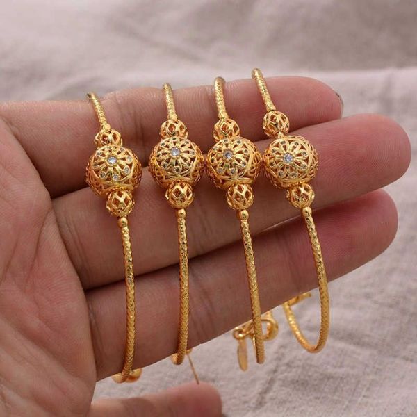 4 шт. 24 К африканские арабские бусины золотого цвета детские браслеты детские ювелирные изделия браслеты браслеты для новорожденных подарки Q0720251d