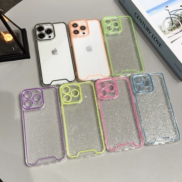 Transparente Bling Nachtlicht Leuchtende Silikonhülle für iPhone 15 14 13 12 11 Pro Max Plus Samsung S24 S23 Fluoreszierende Glitzer leuchtende Abdeckung