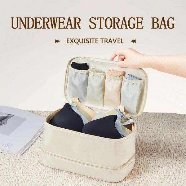 Borse portaoggetti Borsa per organizer per biancheria intima da viaggio Confezione a doppio strato Reggiseno a cubo Calzini per lingerie impermeabili Articoli da toeletta cosmetici