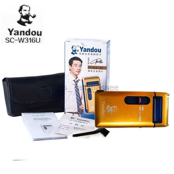 Barbeadores elétricos YANDOU Barbeador elétrico masculino Lâmina de barbear recarregável pode ser substituído Cor dourada Cuidados faciais Homens Máquina aparadora de barba 240329