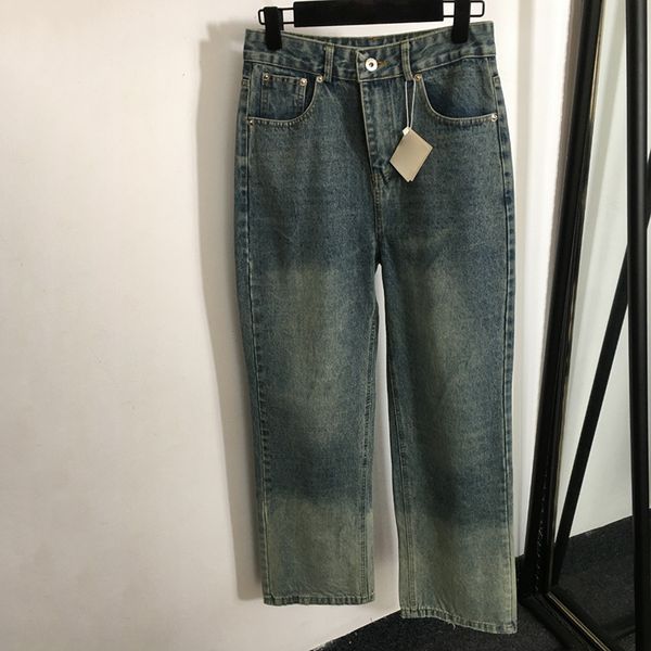 Pantaloni a vita alta da donna di marca Pantaloni con lettere ricamate Jean Pant Pantaloni classici con design sfumato Jean