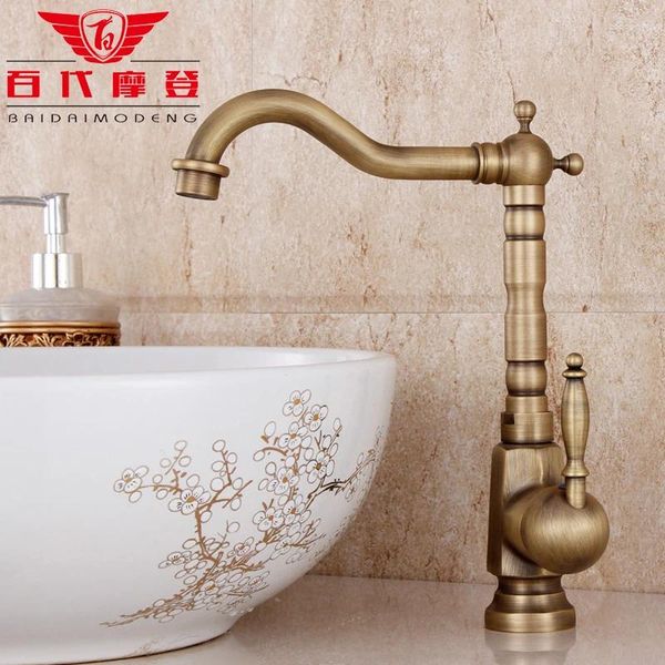 Rubinetti per lavandino del bagno 2024 Grifo Lavabo Robinet Torneira Para Banheiro Moda Miscelatore per lavabo in rame antico Verdure vintage Girevole rotante