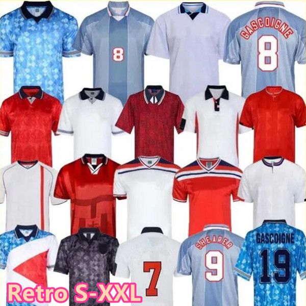 Camisas retrô 1982 1986 1998 2002 Sheey Inglaterra Gerrard Scholes Owen 1994 Heskey 1996 Gascoigne camisa de futebol clássica vintage AAA