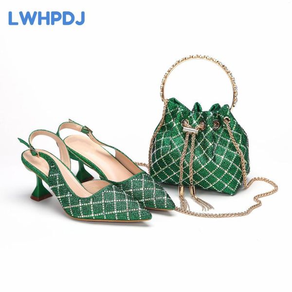 Scarpe eleganti 2024 Est INS stile colore verde eleganti tacchi alti design nigeriano set da donna e borsa africana