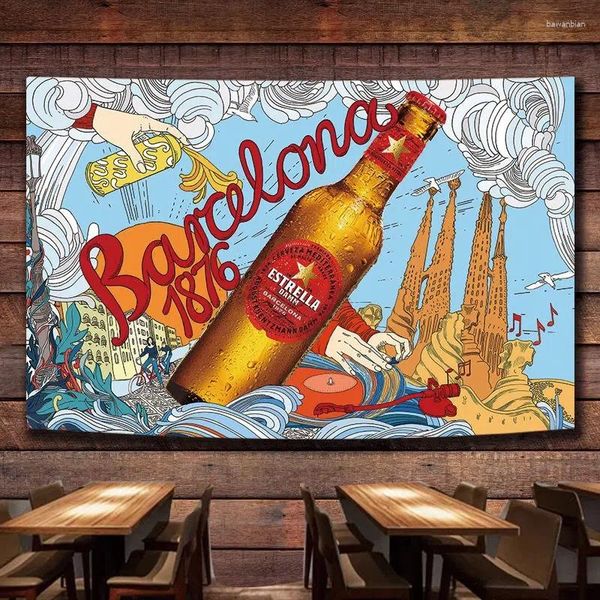 Tapeçarias bebida cerveja arte cartaz parede pendurado bandeira pintura em tela tapeçaria banner bar pub casa de vinho oktoberfest decoração adesivo