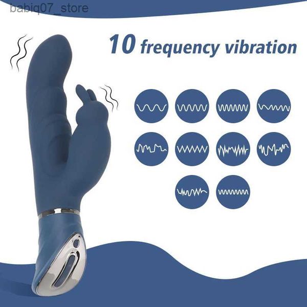 Andere Massageartikel Kaninchenvibrator 10 Vibrationsmodus Sexspielzeug G-Punkt weiblicher falscher Penis Vagina Klitoris Doppelvibrator AV-Stick Sex-Erwachsenenprodukt Q240329