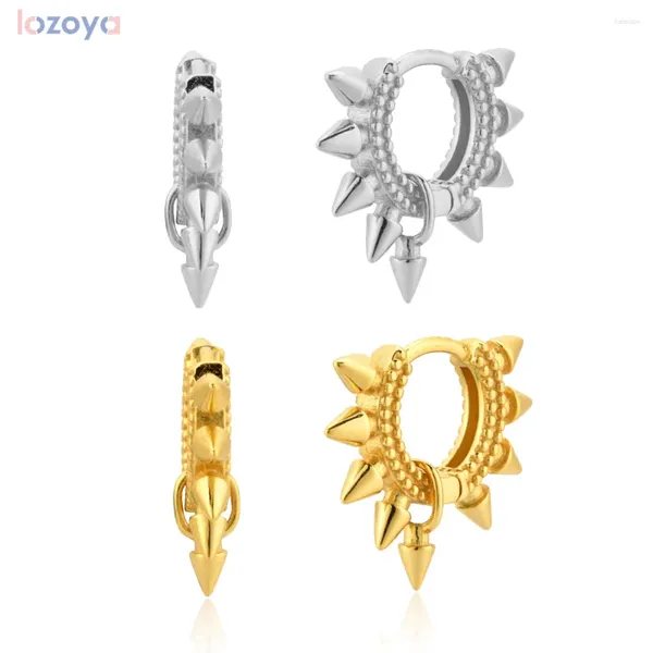 Çember Küpeler Lozoya 925 Sterling Piercing Ohrringe Gümüş Altın Başak Huggies 7.1mm Hoops Kadınlar Rock Punk Dostluk Partisi Dairesi Mücevherler