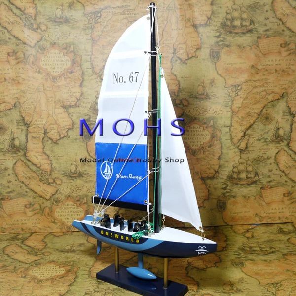 Modello di barca a vela in legno a 3 colori, i prodotti finiti con fulmine in piccola scala in legno non necessitano di assemblaggio 240319