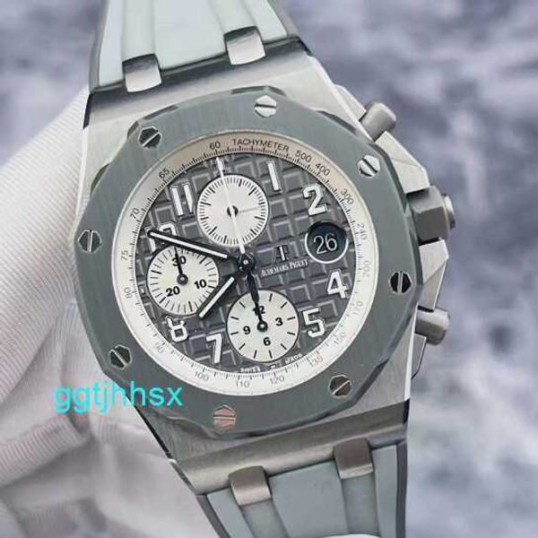 Klasik AP kol saati Royal Oak Offshore Serisi 26470io Mens Saat Gri Seramik Yüzük Titanyum Metal Takvim Zamanlaması 42mm Otomatik Mekanik Saat