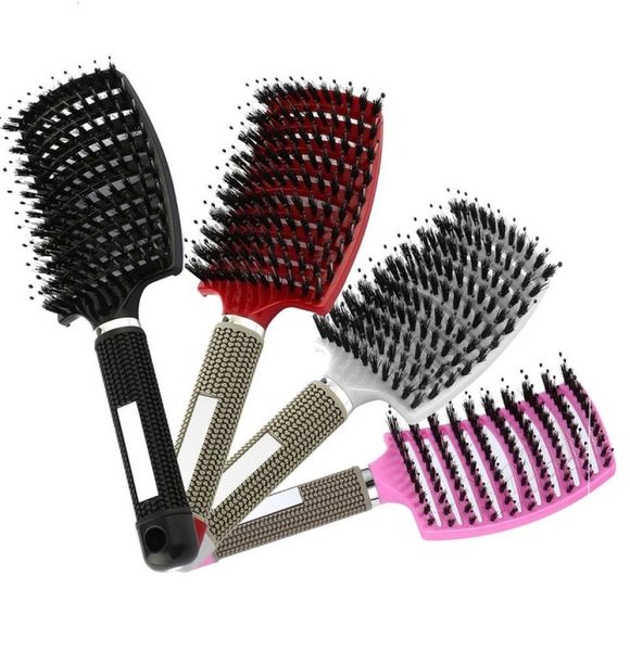 Capelli delle donne Massaggio del cuoio capelluto Pettine Setola Spazzola per capelli in nylon Spazzola per capelli ricci bagnati Districa per Salon Barbiere Parrucchiere Strumenti per lo styling3726505