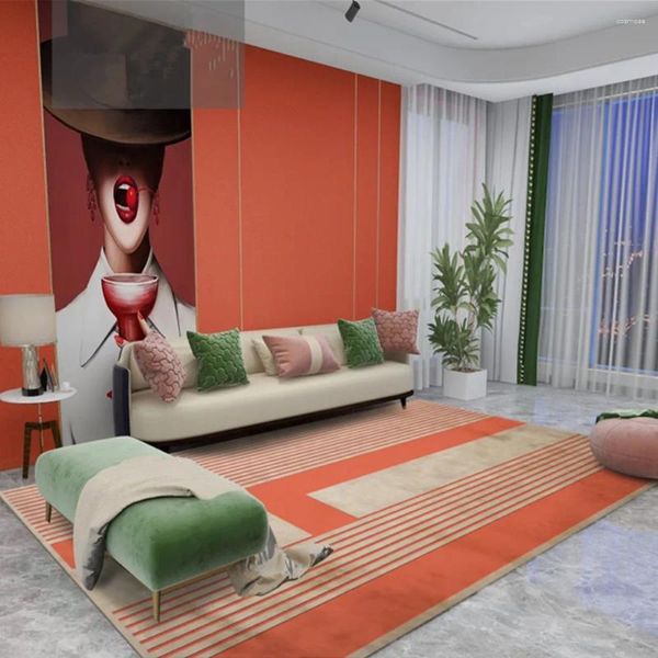 Halılar Büyük Boyut Süper Kalın Yatak Odası Başucu Mat Geometrik Oturma Odası Dekorasyon Kalı Slip Lounge