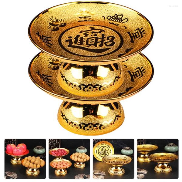 Tigelas 2pcs Placa de pé alto Deus oferecendo bandeja em estilo chinês de estilo decorativo stand