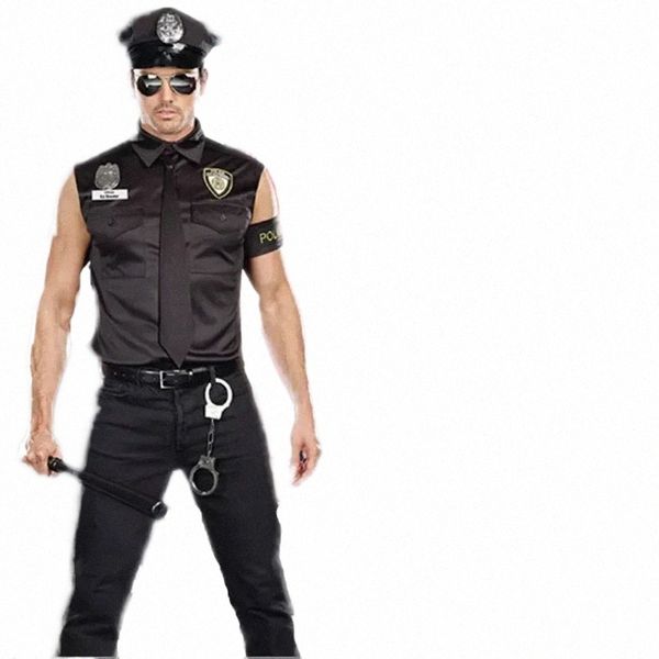 halen Trajes Adulto América EUA Polícia Sujo Policial Traje Top Camisa Fantasia Cosplay Roupas para Homens U4on #