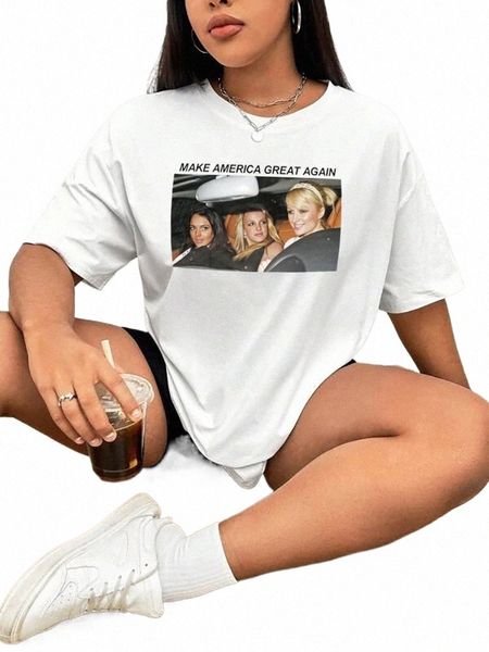 Britney Make America Great Again Graphic Tees Fi T Shirt Estate Casual Plus Size Top Unsiex Divertente Viaggio T-shirt Streetwear e2sL #