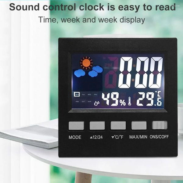Relógios de mesa Relógio digital portátil Data Semana Tempo LED Display Retroiluminado Desktop Calendário de escritório doméstico