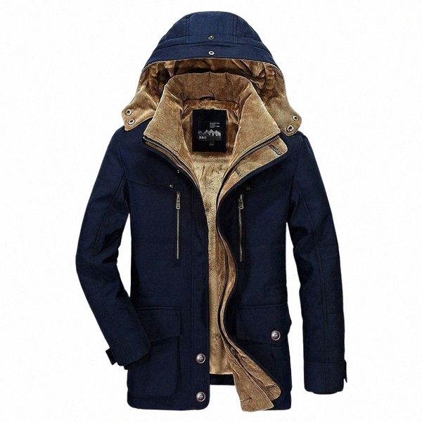 Jaqueta de lã à prova de vento homens quente grosso blusão militar casacos inverno com capuz parkas outerwear casaco de alta qualidade roupas u4o8 #