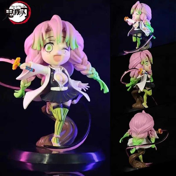 Anime mangá 10cm anime demônio kanroji mitsuri figuras kimetsu yaiba brinquedos bonitos modelo boneca ação presente de aniversário brinquedo 24329