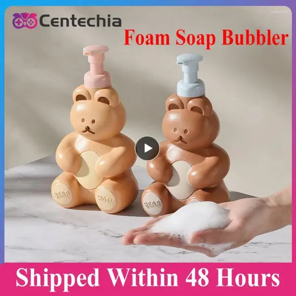 Dispensador de sabão líquido dos desenhos animados urso espuma banheiro desinfetante para as mãos shampoo corpo chuveiro gel recarregável bomba garrafa fazendo recipiente