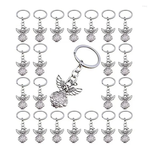 Parti Favor Guardian Angel Keychains Seti Yaratıcı Mini Anahtar Zincirli Diy Ev Bebek Duş Festivali için 30 Metal Çinko Alaşım