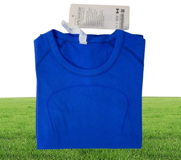 Женские футболки для йоги Высокоэластичный дышащий топ для бега Быстросохнущий бесшовный с коротким рукавом SportCycling Gym Wear2989120