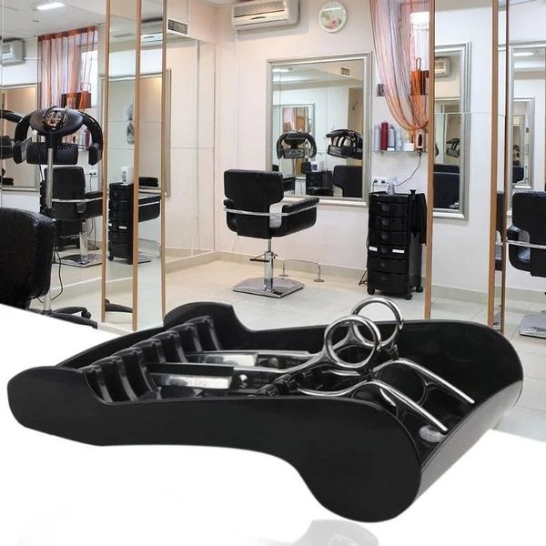 Salon Scheren Ständer Rack Fall Haar Schere Halter Rack 6 Halter Haar Schere Organizer Ablageschale für Friseur mit 2 Sauger