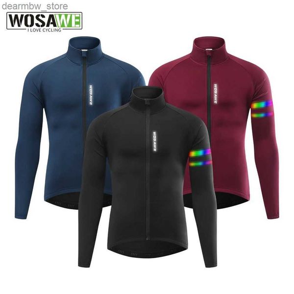 Jaquetas de ciclismo Wosawe outono inverno mens ciclismo jaqueta à prova de vento térmica velo bicicleta jersey mtb equitação correndo snowboard jaqueta coat24329