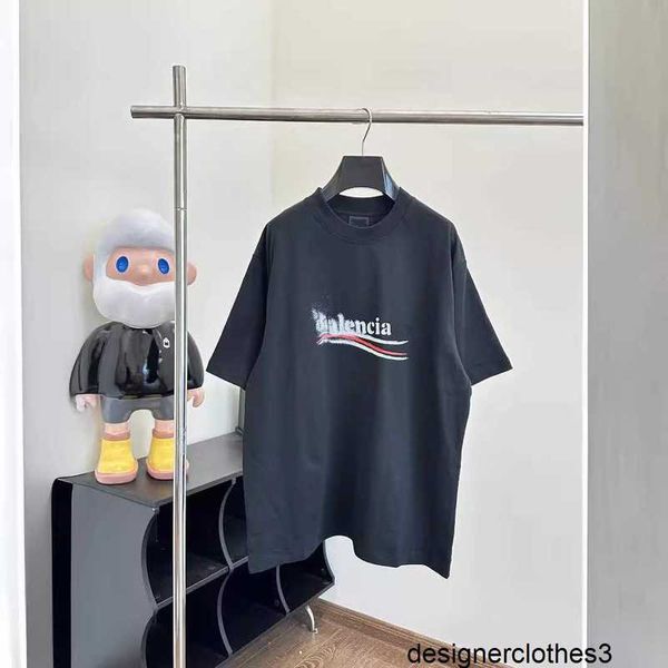 Designer (Versione corretta Parigi) 24ss * Nuovo prodotto Primavera-Estate Fuzzy Cola Wave T-shirt a maniche corte larga da uomo e da donna IGO1