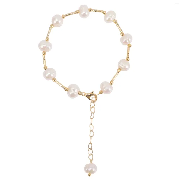 Braccialetti con ciondoli Bracciale con perle d'acqua dolce Miss For Battesimo Regali Ragazza placcata in oro 14 carati