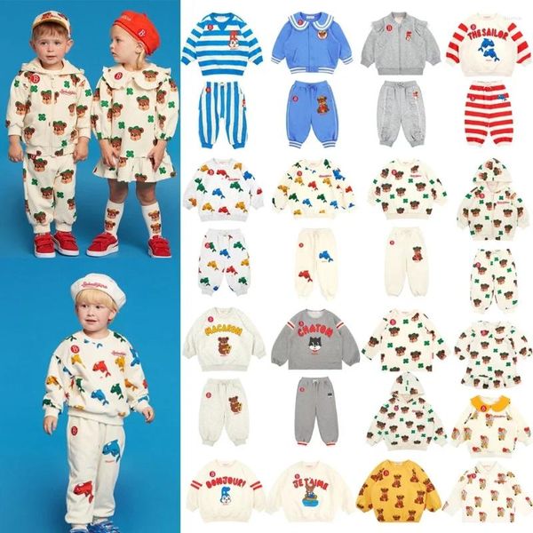 Kleidung Sets Koreanische Kinder Jacke 2024 Frühling Cartoon Gedruckt Mädchen Jungen Sweatshirts Casual Hosen Set Kinder Hoodies Leggings Outwear