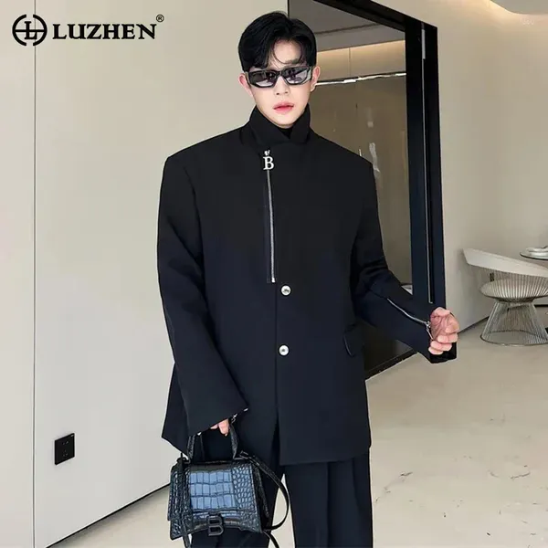 Abiti da uomo LUZHEN Coreano Cerniera Splicing Personalità del design Giacche da abito eleganti Giacca alla moda Recensioni Molti vestiti LZ2086