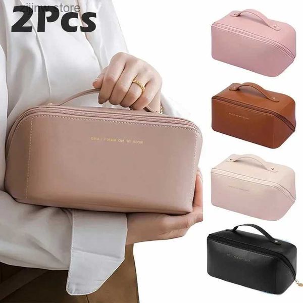 Outra organização de armazenamento doméstico 2 unidades Kit de armazenamento de cosméticos Bolsa de higiene de viagem de grande capacidade Bolsa de maquiagem Ins Advanced Sense Bolsa de armazenamento de cosméticos portátil Y240329