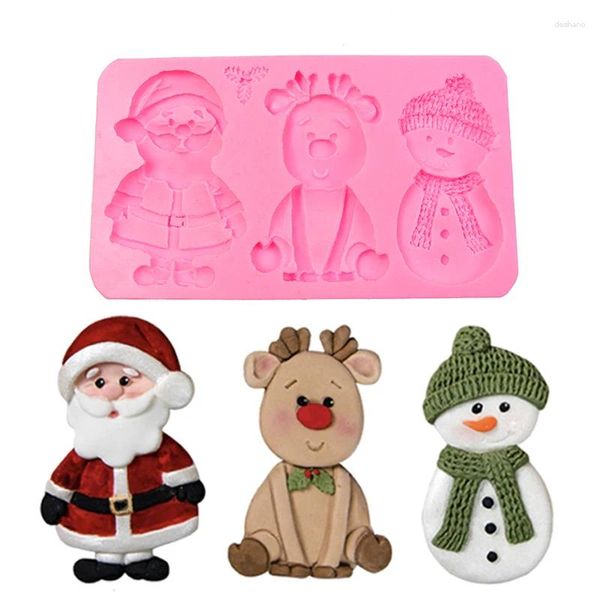 Moldes de cozimento Natal boneco de neve santa elk cozinhar ferramentas chocolate molde de silicone para fondant açúcar de bolo decoração caneca utensílios de cozinha