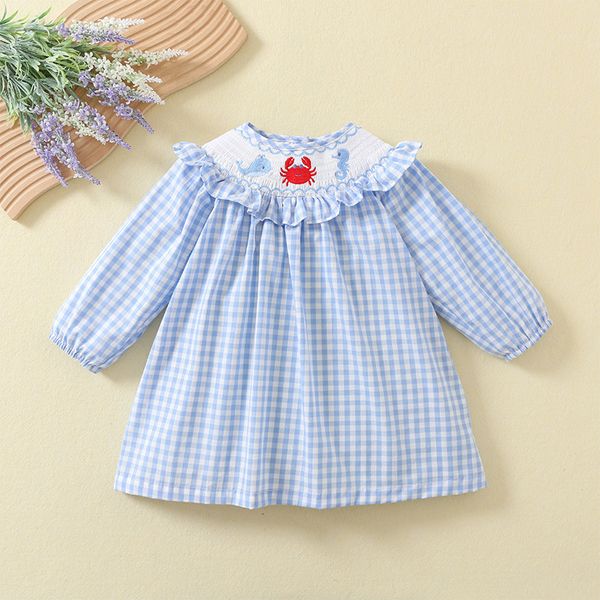 Girlymax Halloween Ação de Graças Bebê Meninas Smock Manta Abóbora Vestido Crianças Roupas Ruffles Preto Vermelho Gingham Boutique 211231