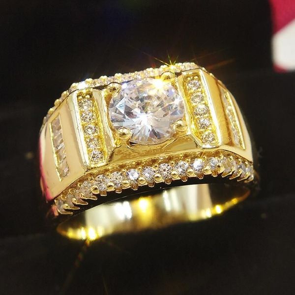 Cluster Ringe Großer 925 Sterling Silber Ring Verlobung für Männer Junge Geschenk Luxus 18K Gold 2CT Diamant Feiner Schmuck Größe 8 9 10 11 12C2728