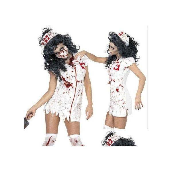 Thema Kostüm Halloween Cosplay Kostüme Kleid Kleidung Scary White Fanny Up Party Für Frauen Mit Hut Drop Lieferung Bekleidung Dhjn9