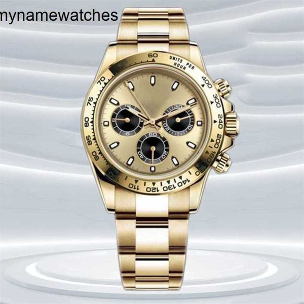 Роли Часы Швейцарские часы Clean Factory Dayton 4130 Кварцевый механизм Сапфировый бренд для мужчин Муассанит На запястье 41 мм Складная пряжка Золотой водонепроницаемый секундомер Dayt0na r