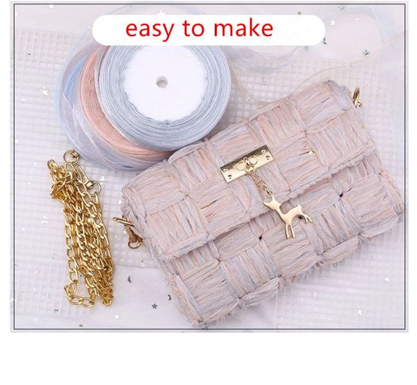 Tricô diy mão tricô crochê sacos material kit tecido saco fazendo ferramenta ponto cruz malha de plástico lona folhas conjunto artesanal bolsa kit