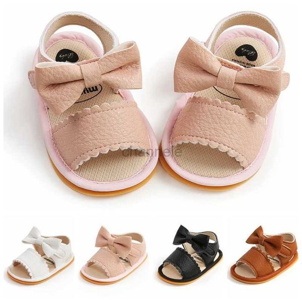 Sandálias Adoráveis Bebê Recém-nascido Meninas Bowknot Princesa Sapatos Criança Sandálias de Verão PU Não-Slip Borracha Sapatos de Festa 0-18M 240329