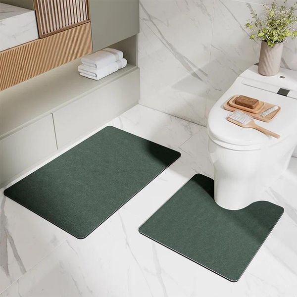 Banyo paspasları ultra ince banyo paspası hızla kuru ve emme tuvalet halıları set modern düz renkli halılar kiti dikdörtgen u şekil pedi